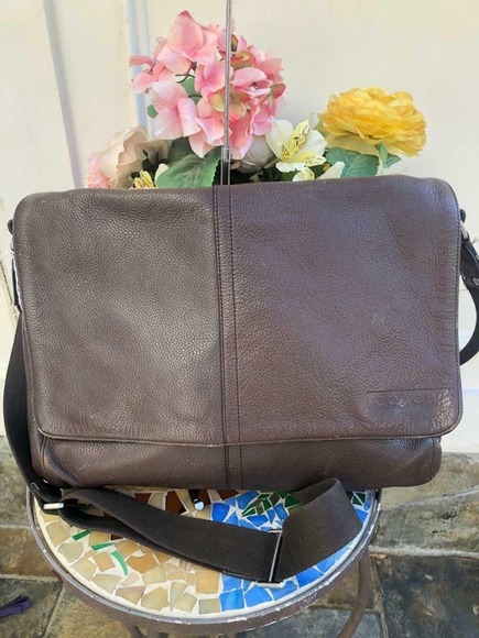 COACH F70423 Camden Pebbled Messenger Brown Leather Brief bag (pu220
